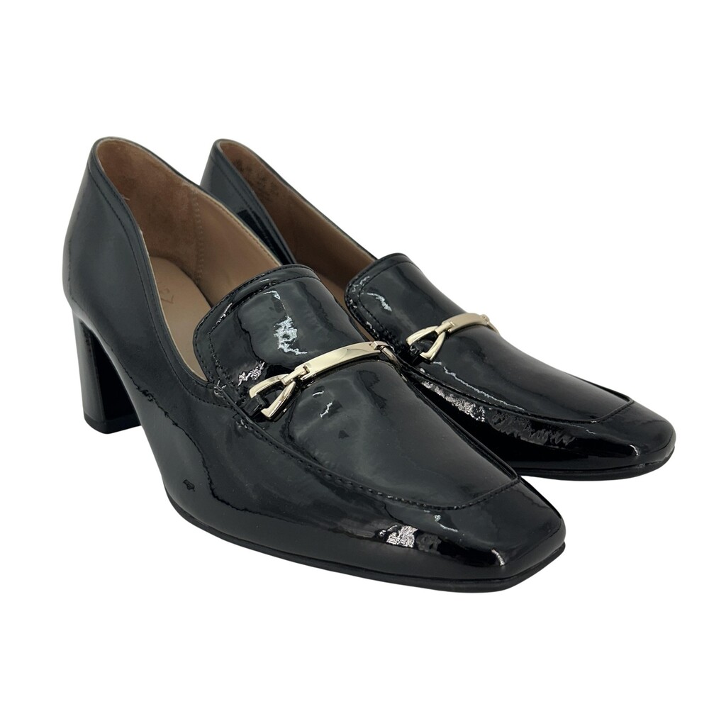 Naturalizer Shoes Womens Size 9.5 Black Wynrie Patent Block Heel Loafer Pumps